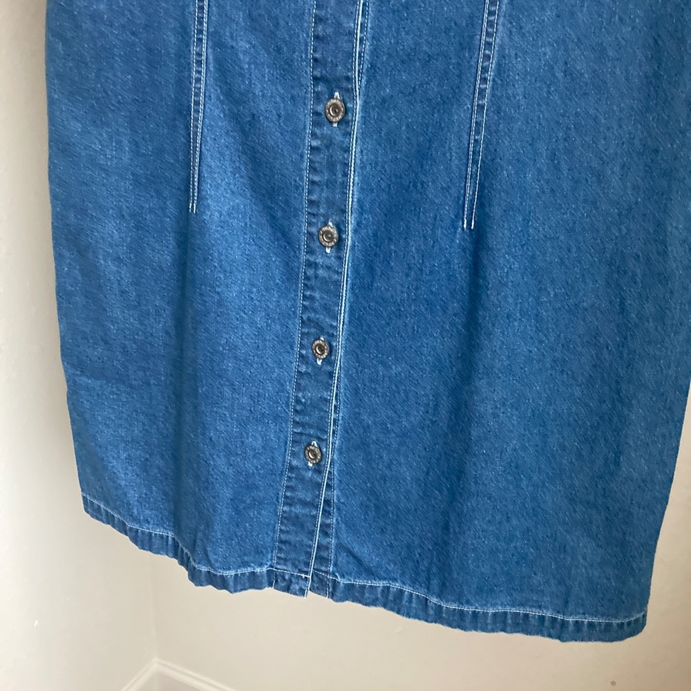 Vintage Jean Dress Y2K‎ Blue Denim Sleeveless Overall Button Up Sonoma Large - Picture 3 of 6